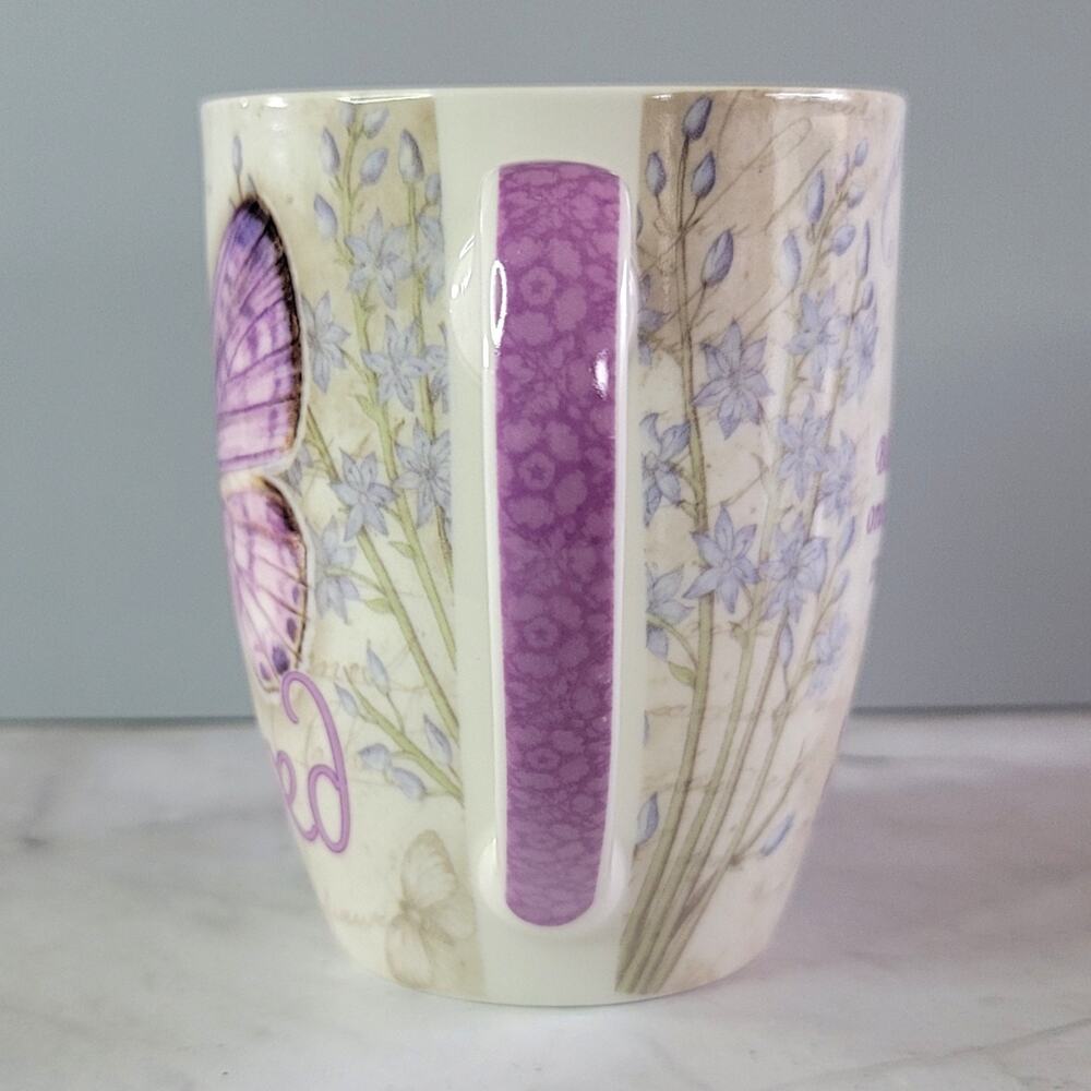 Christian Art Gifts Ceramic BLESSED Purple Butterfly Coffee Mug 12oz Jane Shasky - Picture 5 of 9